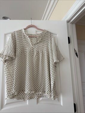 Rose & Olive Cream Polka Dot Flutter Sleeve Blouse